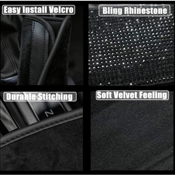 4PC Bling Rhinestone Universal Interior Accessory Set - Picture 6 of 7